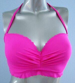 Victoria's Secret Nwt Pink Lotus Scalloped The Getaway Halter Bikini Top 32C
